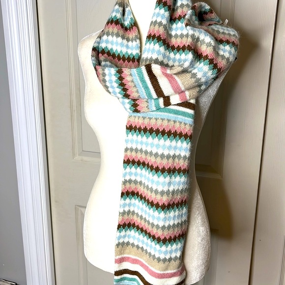 Alfani multicolor argyle geometric shapes with stripes soft cozy scarf New - Picture 6 of 7